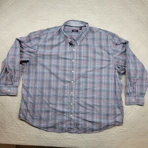 IZOD red blue black check long sleeve dress shirt size 4XL